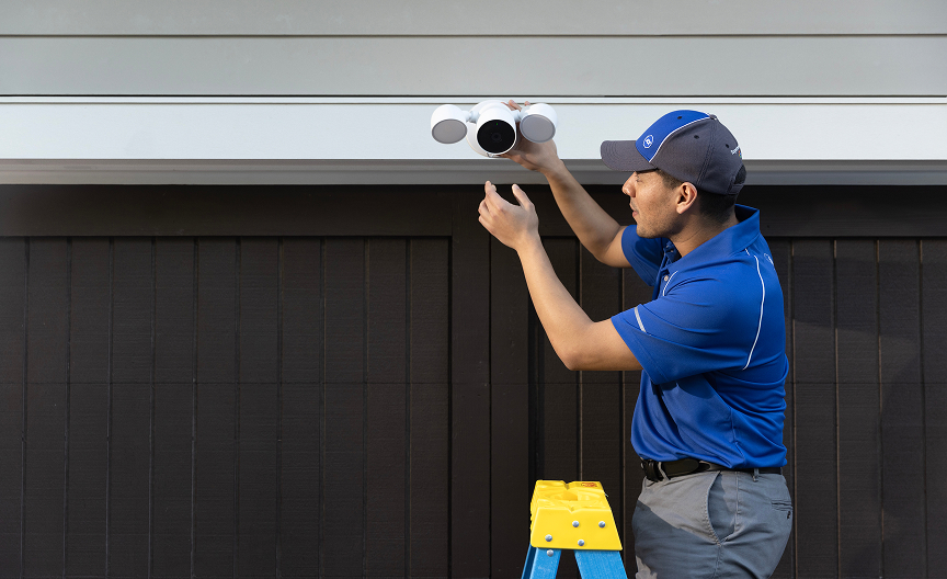 ADT employee installing Google Nest Doorbell